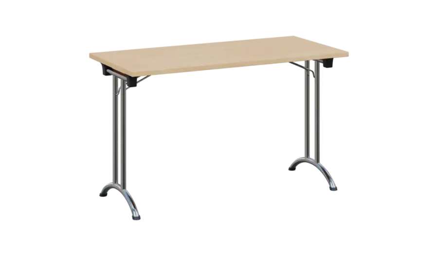 SLC 125 chrom skládací jednací stůl 1250x600, deska 25 mm, podnož chrom, deska bříza světlá